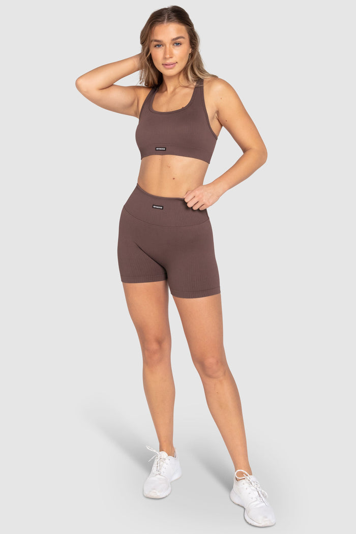 Ribbed Seamless Shorts - Espresso Brown