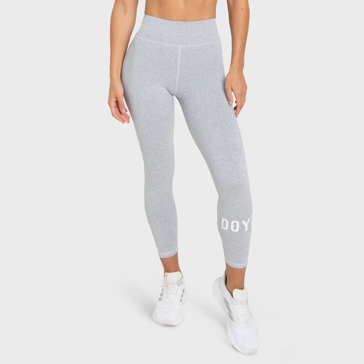 7/8 High Waisted Leggings Grey Marl Brushed