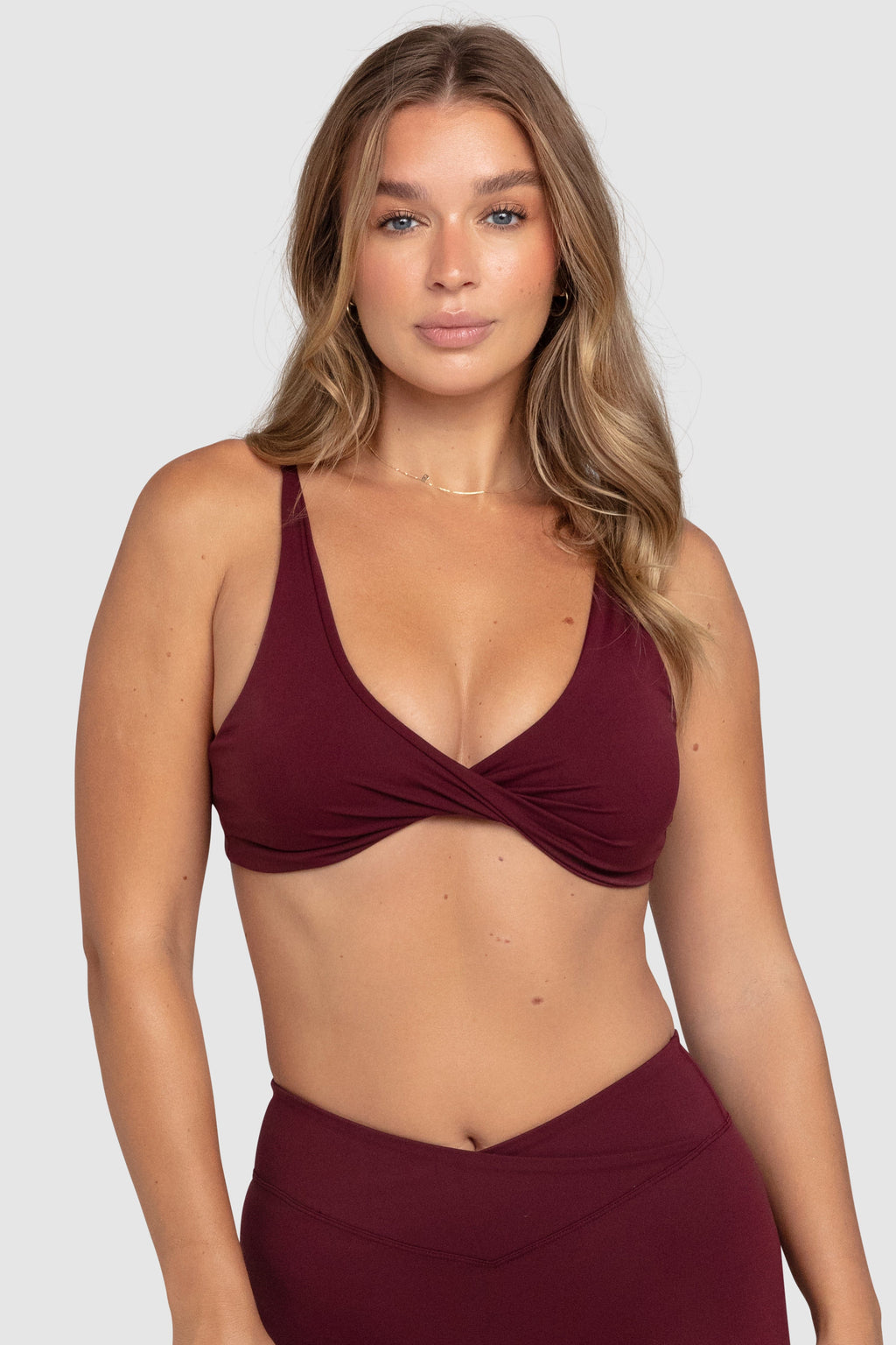 Aura Twist-Knot Crop - Dark Cherry