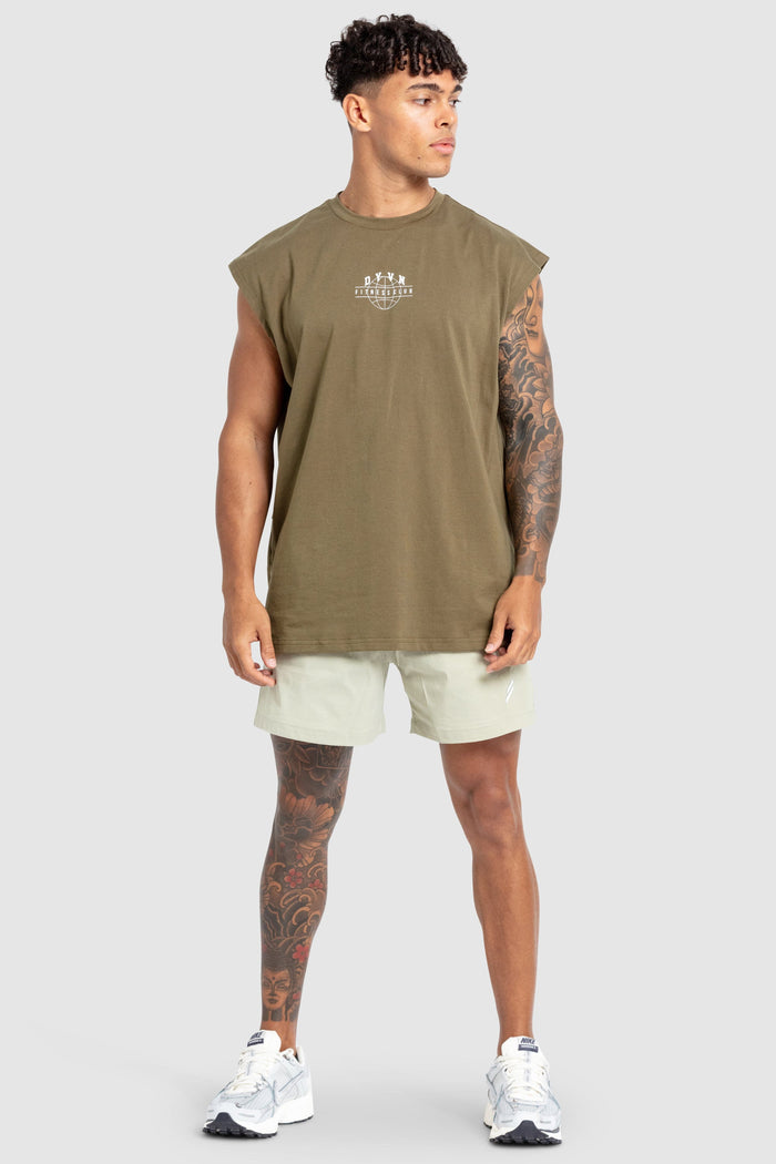 DYVN' Fitness Club Cut Off Tank - Army Green