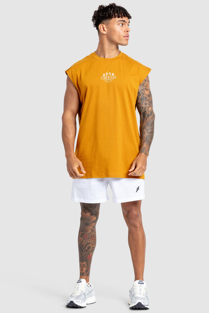 DYVN' Fitness Club Cut Off Tank - Mustard Brown