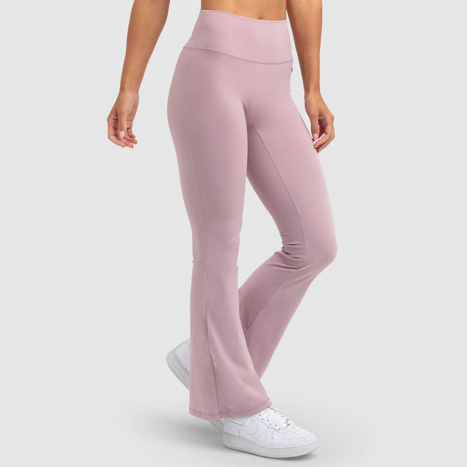 Sky soft ribbed flare pants baby pink