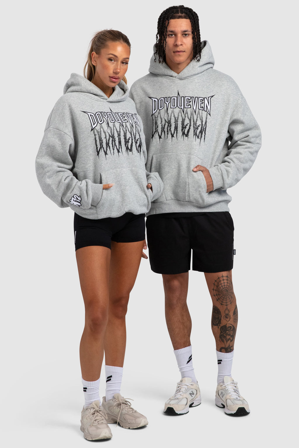 Oversized Heavyweight Distortion Hoodie - Grey Marl
