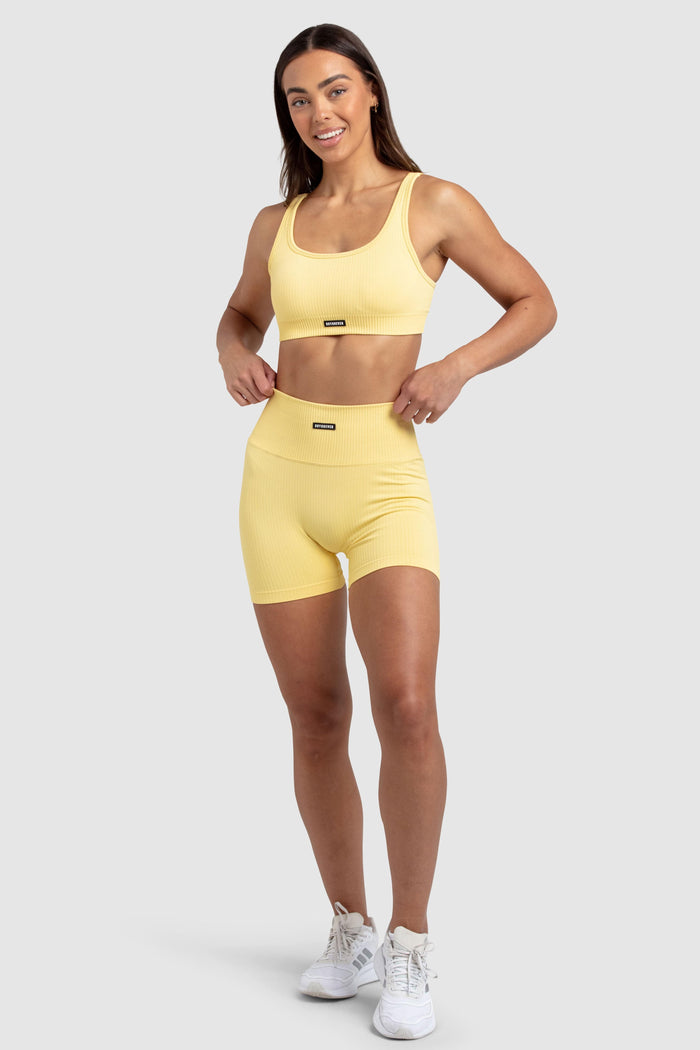 Ribbed Seamless Shorts - Canary Yellow
