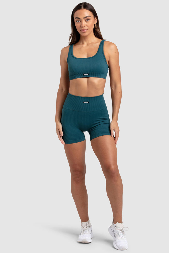Ribbed Seamless Shorts - Forest Green