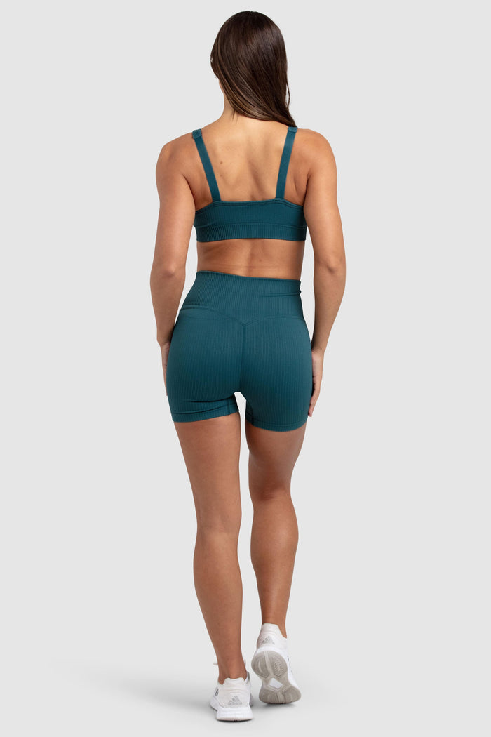 Ribbed Seamless Shorts - Forest Green