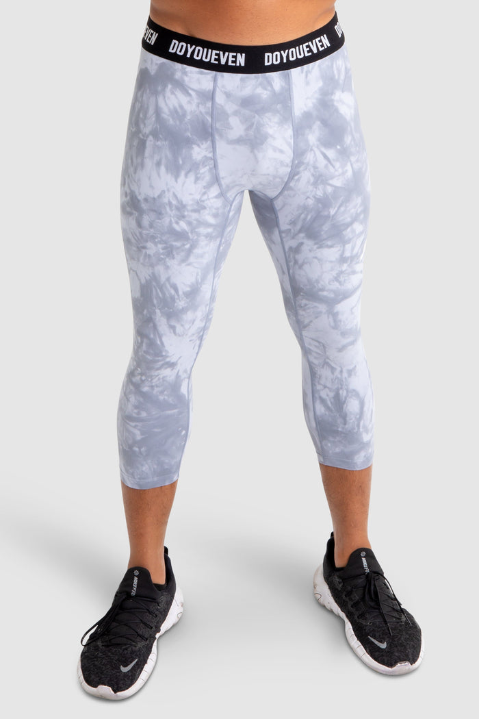 Compfit Tie Dye 3/4 Tights - Stone Grey