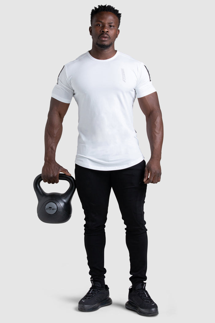 Dual Stripe Drop Tee - White