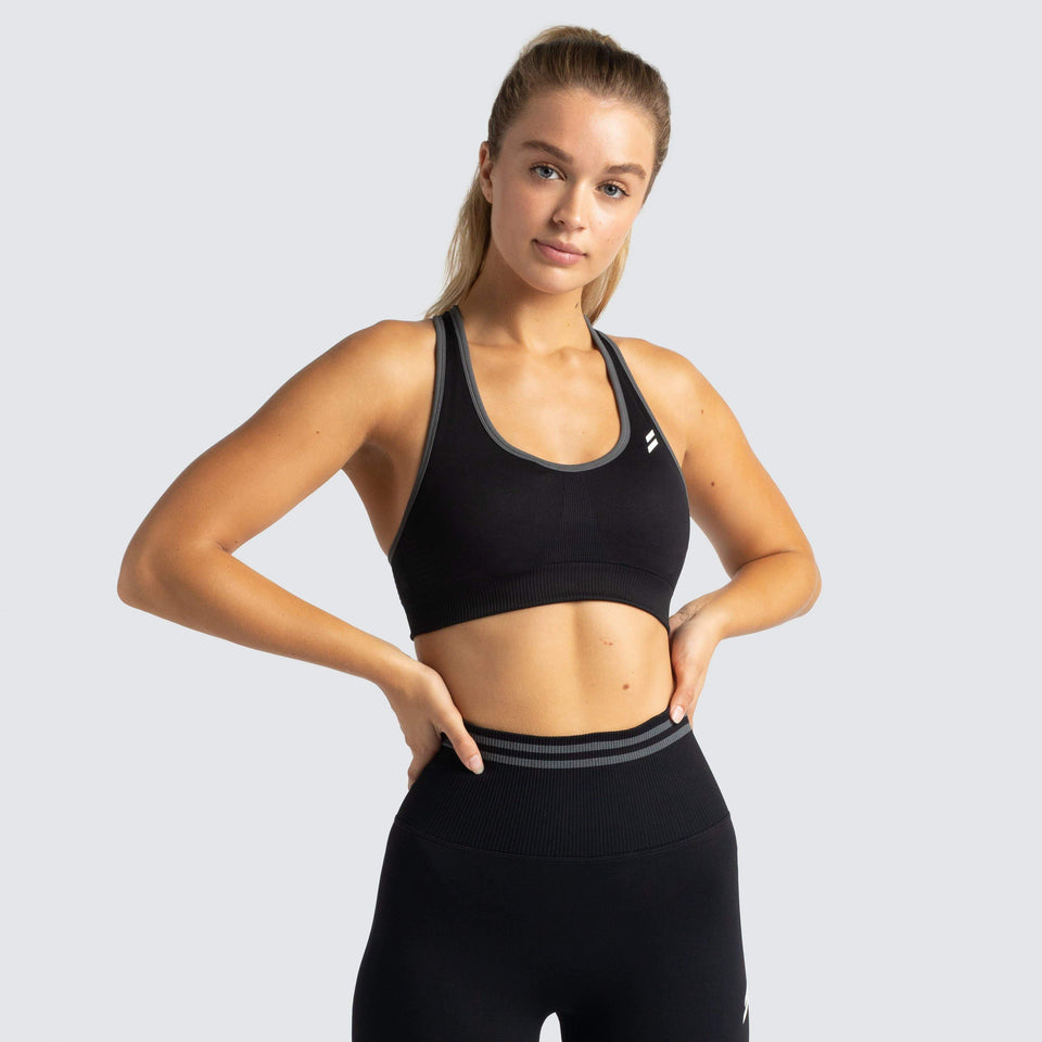 V3 Apparel Womens Excel Seamless Sports Bra - Grey - Gym Workout